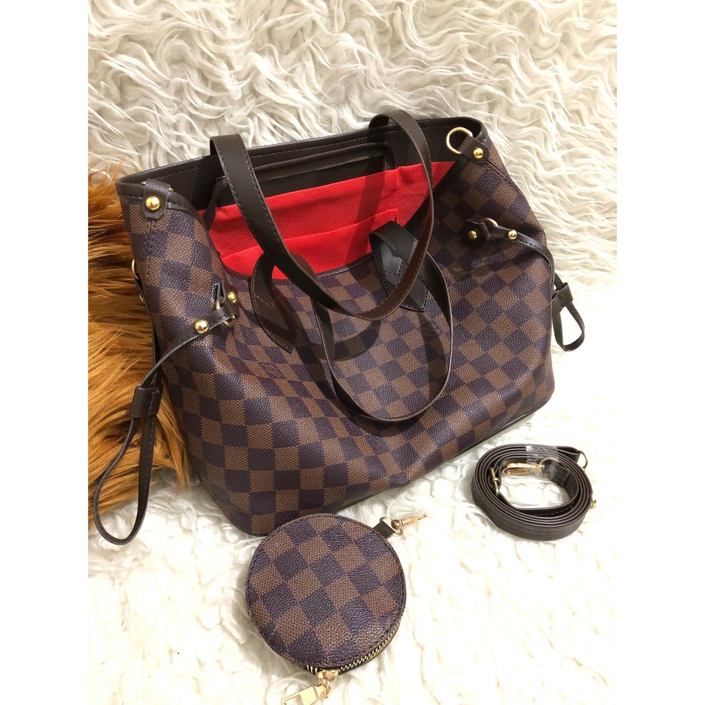 Túi Totebag Lv Neverfull Super Set Wallet Size M