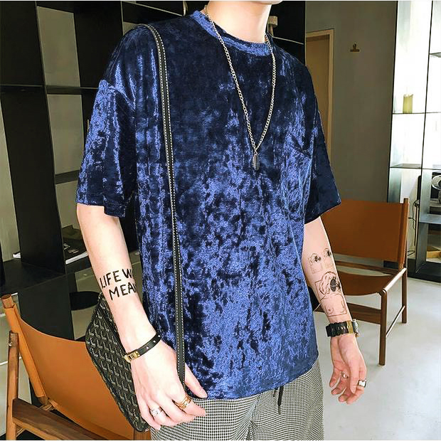 Áo nhung nam tay lỡ form rộng - Xanh GRANITE | BigBuy360 - bigbuy360.vn