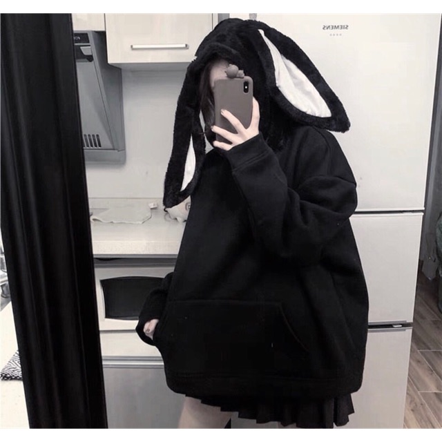 Áo hoodie tai thỏ dài Hàn Quốc