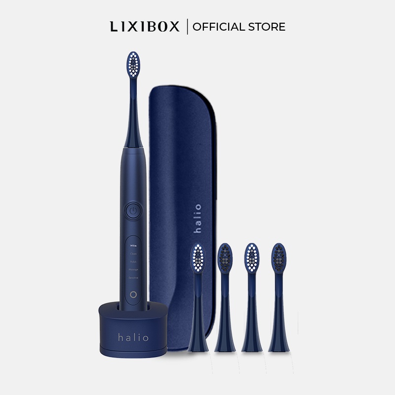 Combo Bàn chải đánh răng điện Halio - Midnight Blue &amp; 2 set đầu bàn chải