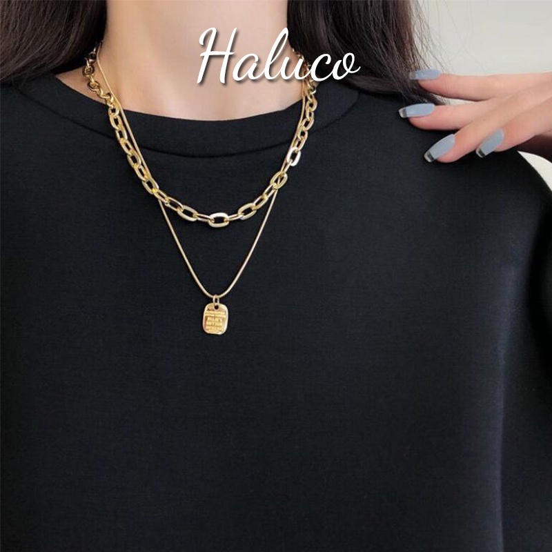Vòng cổ nữ 2 lớp hợp kim Gold Sliver Haluco.accessories VC09