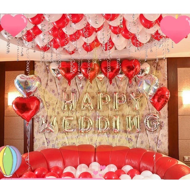 Bộ Bóng Happy Wedding Phòng Cưới Ms004 Tặng Kèm Ống Bơm Và Băng Keo