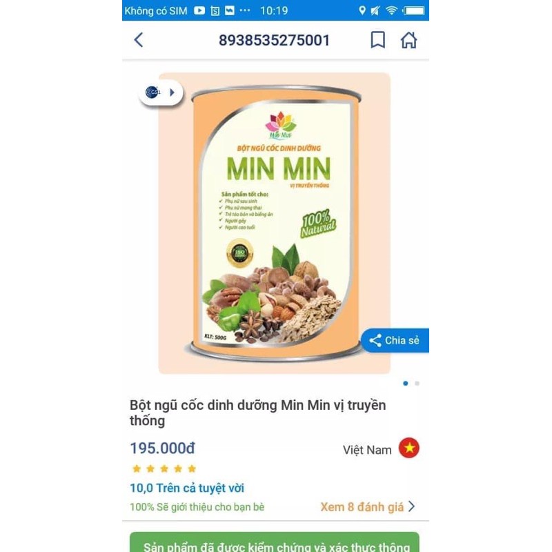 Bột ngũ cốc dinh dưỡng Min Min | Thế Giới Skin Care