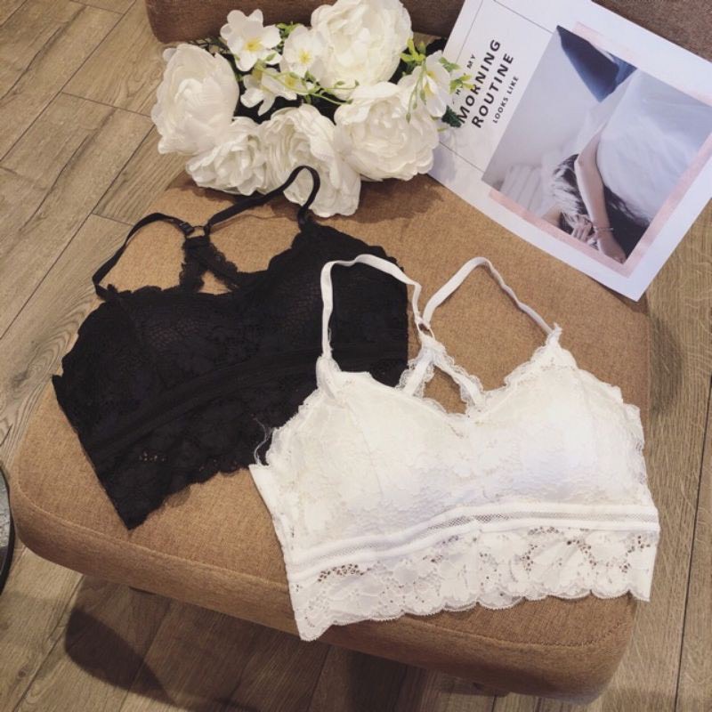 Áo Lót Nữ Yếm Đan Dây Nơ Chất Xốp - Áo Bra Nữ 2 dây tập gym chữ U hở lưng 2 dây không gọng nâng ngực gợi cảm co giãn