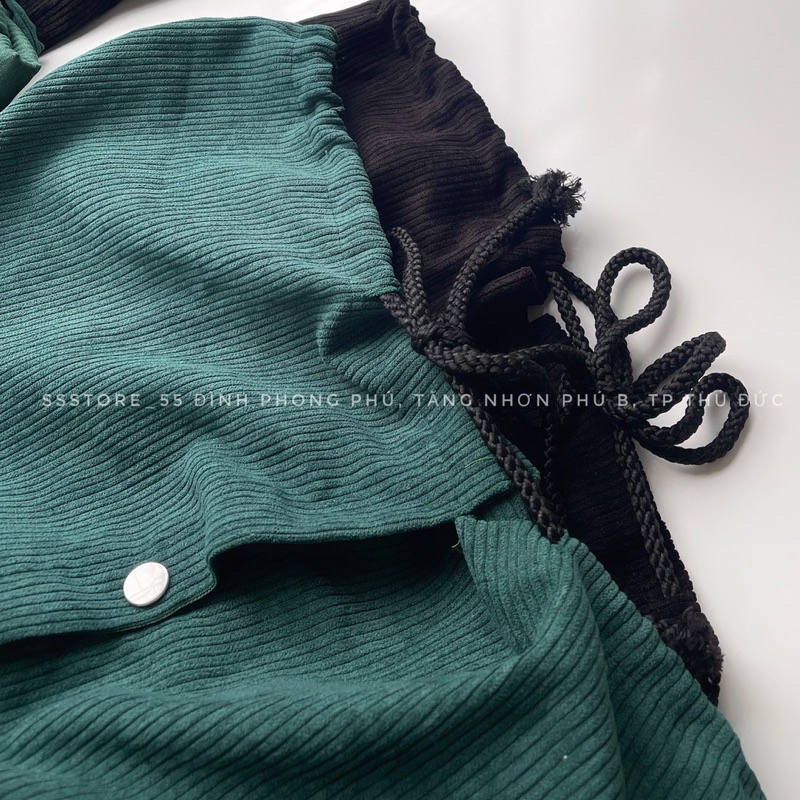 Áo khoác somi nhung gân dây rút nhiều màu form rộng unisex nam nữ_SSSTore