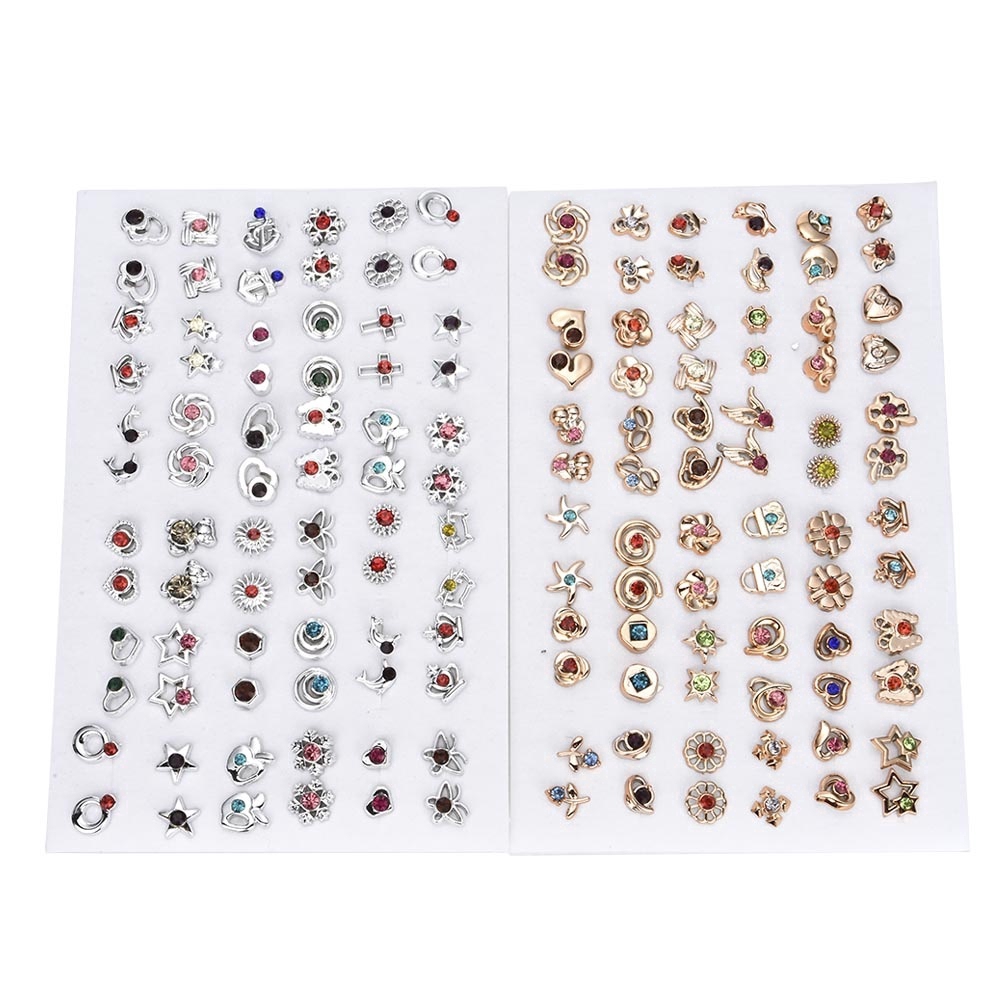 COD 36 Pairs Mini Crystal Plastic Ear Studs Fashion Pretty Multi Design Earrings