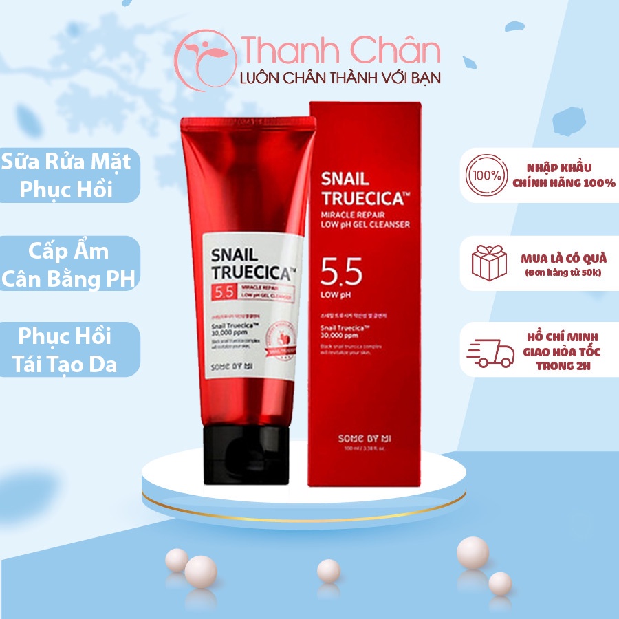 Sữa Rửa Mặt Dạng Gel Dịu Nhẹ, Giúp Da Đàn Hồi, Săn Chắc Snail Truecica Some By Mi 100ml