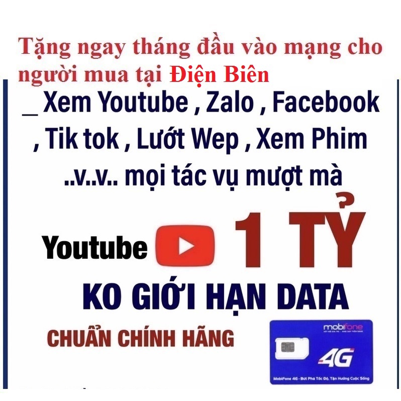 Sim mạng không giới hạn 4G Mobifone Điện Biên