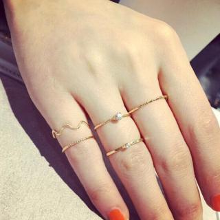 Set 5 Nhẫn Đốt Ngón Tay Đính Đá Pha Lê Dễ Thương