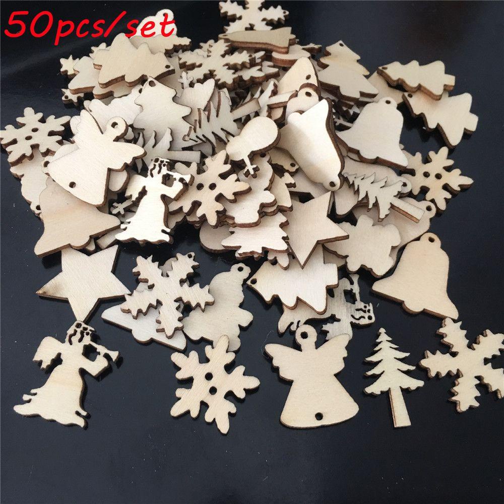 LANSEL Set 50 Phụ Kiện Trang Trí Giáng Sinh Bằng Gỗ Xinh Xắn