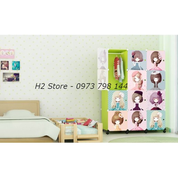 TỔNG KHO TỦ NHỰA LẮP GHÉP 12 Ô CỬA CÔ GÁI DỄ THƯƠNG ĐỂ ĐỒ ĐA NĂNG THÔNG MINH sâu 47cm