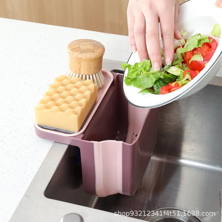 Rổ lọc rác giỏ lọc rác khay đựng rác đồ ăn thức ăn thừa treo bồn rửa bát rửa chén bằng nhựa gấp gọn