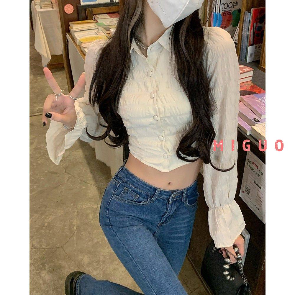 Áo Croptop Tay Phồng Hở Lưng Phối Nơ Xinh Xắn Thời Trang Mùa Hè Cho Nữ
