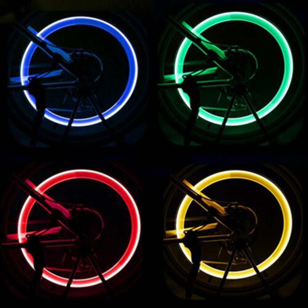 Set 2 nắp đậy van lốp xe đạp/mô tô chống nước có đèn led neon nhiều màu sắc đẹp mắt