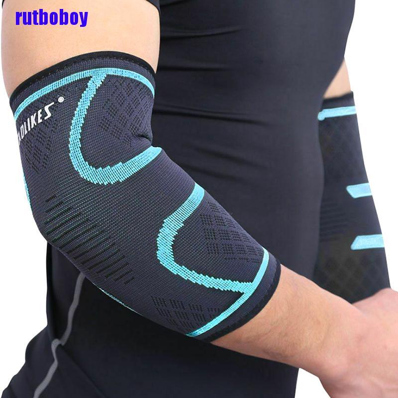 [Rut] 1Pair Breathable Elbow Support Basketball Football Sports Safety Elbow Supporter bot
