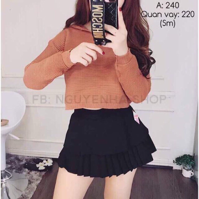 chân váy 2 tầng xếp ly ( có quần bên trong )