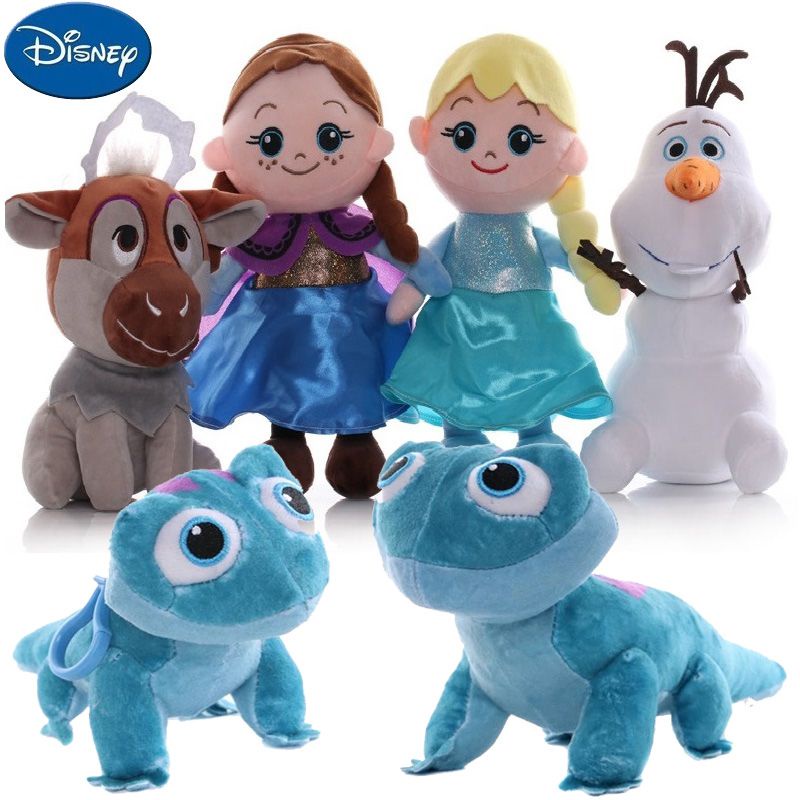 Disney 30CM Frozen 2 Bruni Elsa Olaf Toys Chameleon Anime Cartoon Figure Plush Dolls Figures children Birthday Gift Boy Girl