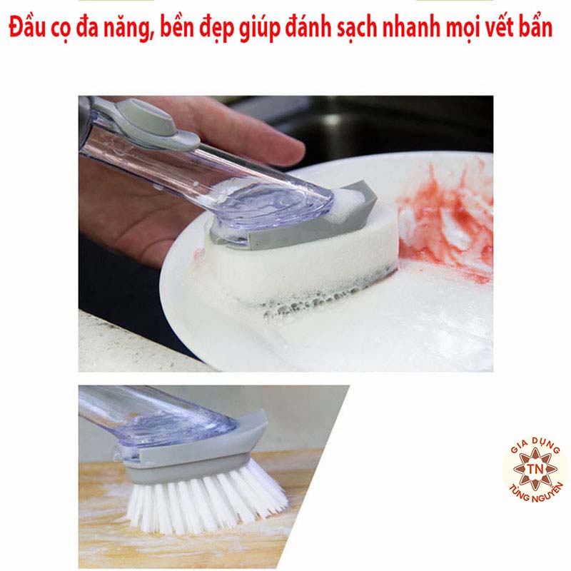 Cọ Chà Rửa Chén Thần Kỳ Kitchen Tools Clean Up Kèm 1 Đầu Mút Mềm [CHỔI CỌ RỬA CHÉN]