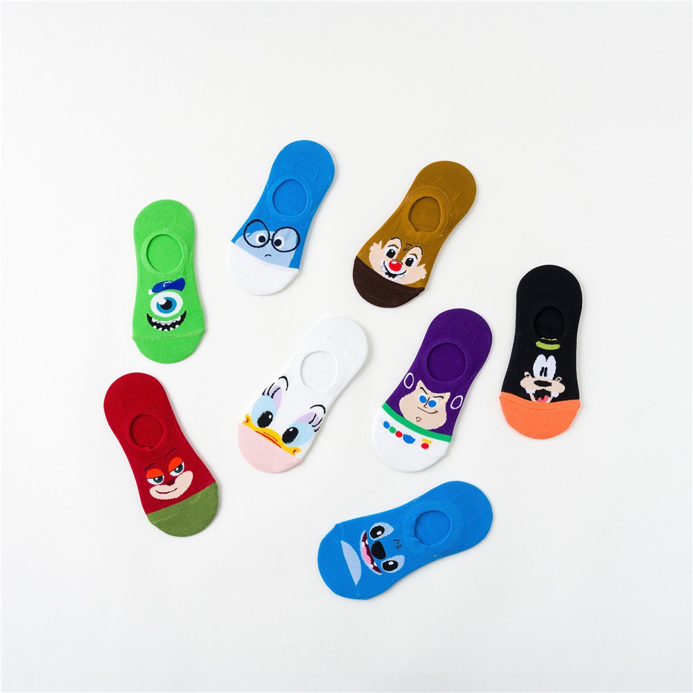 Vớ Lười Disney Tất Ngắn Cổ Hoạt hình stitch mike sadness buzz cáo Mang giày thể thao Phong cách Ulzzang Vớ ẩn Nữ Cotton