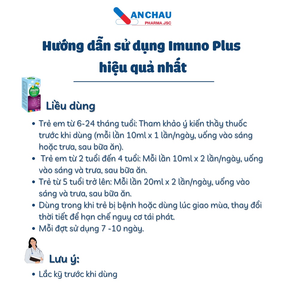 Tăng cường đề kháng, tăng cường miễn dịch cho bé IMUNO PLUS chứa mật ong, chanh đào, kẽm - An Châu 3