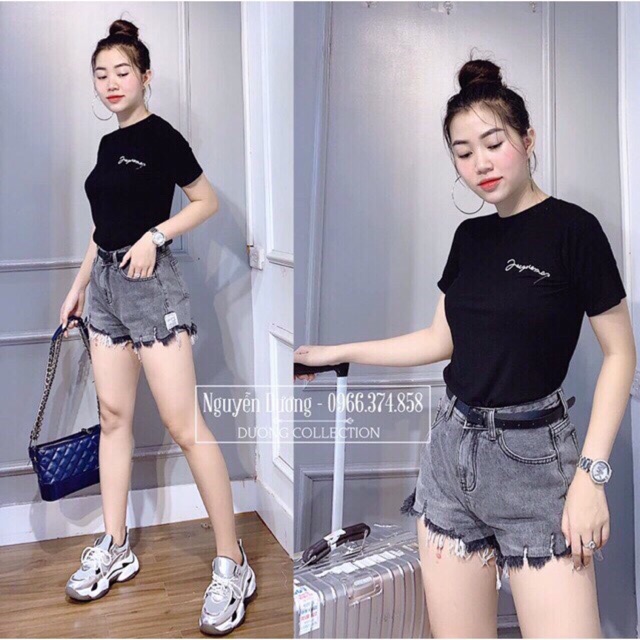 [ Mã WASTAPR giảm 10K đơn 50K] [saleÁo phông nữ trơn cotton tăm thêu chữ