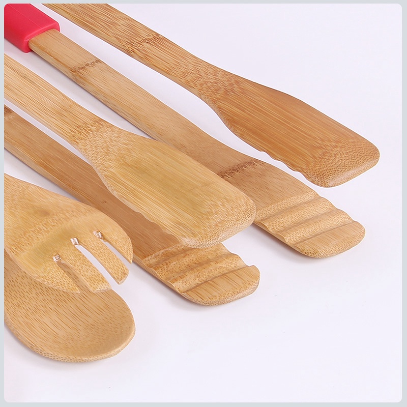 Kẹp gỗ gắp đồ ăn BAMBOOO ECO chịu nhiệt chống dính có thể tháo rời (3 màu)