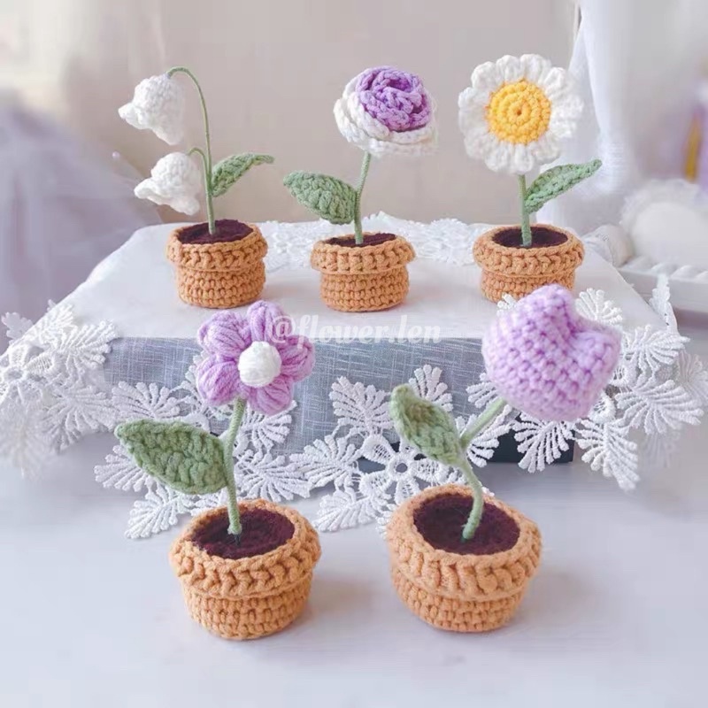 CHẬU HOA TRANG TRÍ BẰNG LEN BY FLOWER.LEN