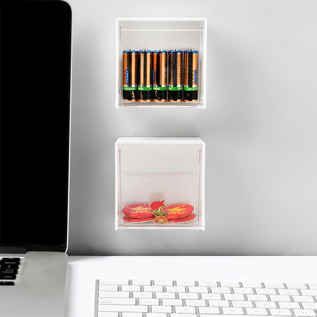 SPA Stylish Cable Holder Transparent Wall Hanging Semi-clamshell Multi-purpose Storage Box Sturdy for Storing Cotton Swabs