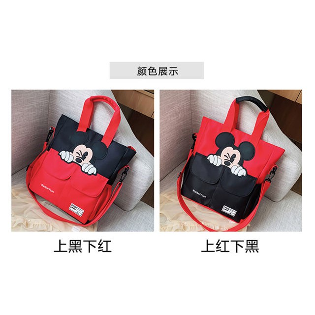 Túi Xách Canvas Ngăn Rộng In Hình Chuột Mickey Thời Trang