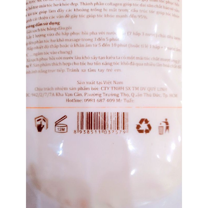 Hấp dầu Kem Ủ Tóc ql8x túi trẻ hóa tóc siêu thơm bóng mượt phục hồi tóc chắc khỏe Collagen Plex QL8X 1000ml