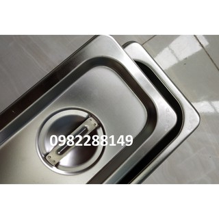 BỘ KHAY INOX GN 1/9 CAO 10cm ĐỰNG THẠCH TRÀ SỮA,TOPPING...CÓ NẮP