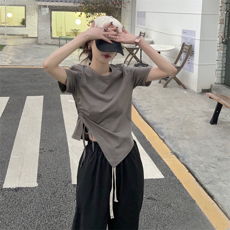 Áo thun COZOK tay ngắn phối dây rút thời trang dành cho nữ