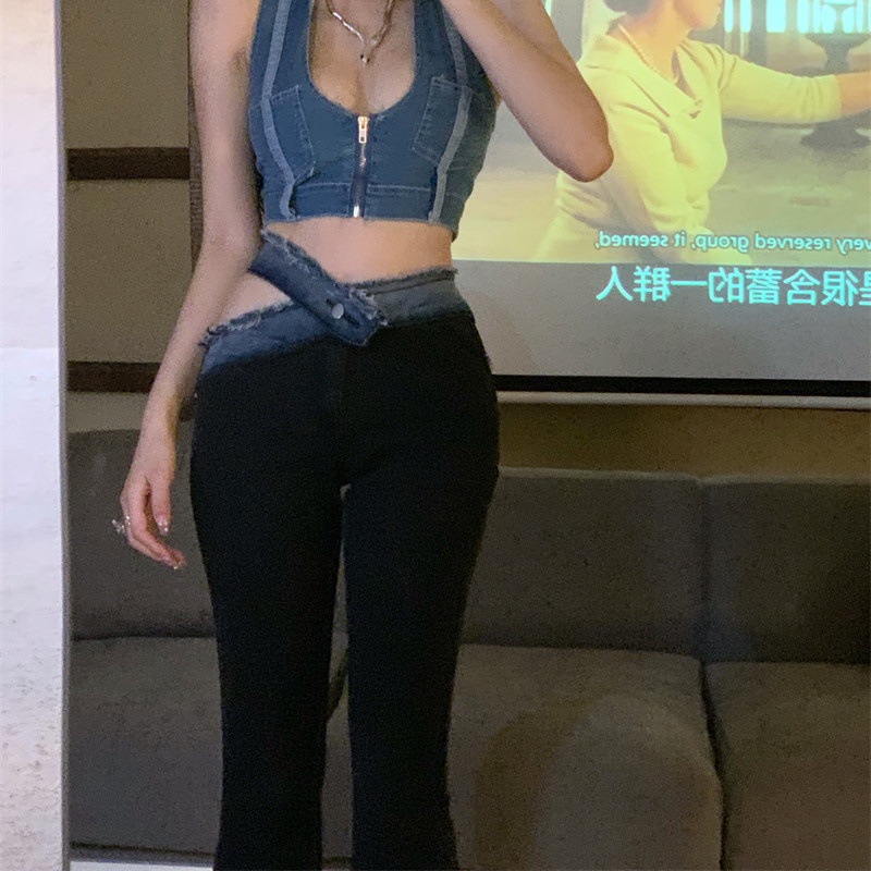 Quần Jeans Nữ Lưng Cao Ống Loe Thời Trang