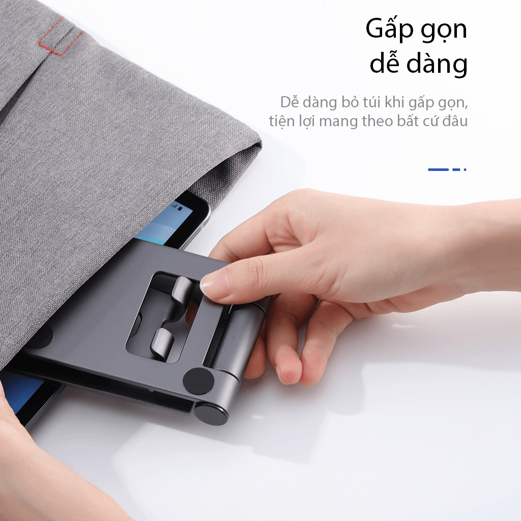 Giá Đỡ Điện Thoại Máy Tính Bảng Ipad Gấp Gọn Kim Loại Xoay 270° Siêu Nhẹ VIVAN VH01 Kích thước 126x 78 x21mm