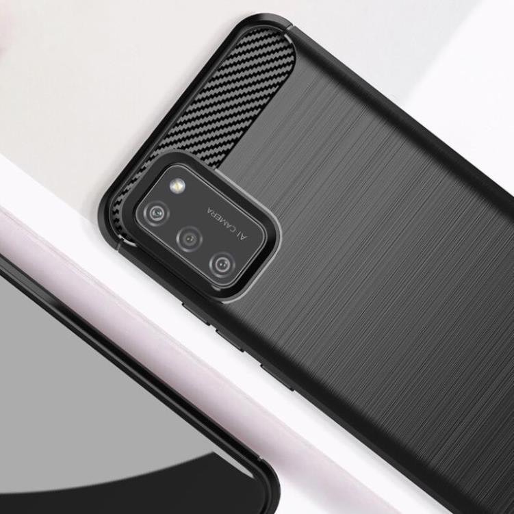 Ốp lưng dẻo Samsung A03, A03s, A02s vân sợi cacbon chống sốc, chống vân tay Rugger Amor