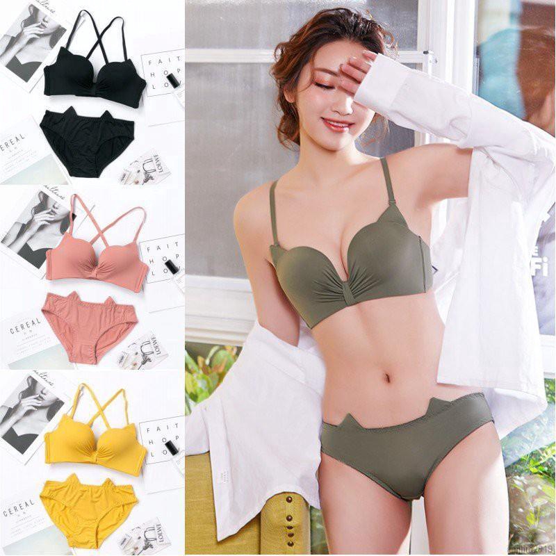 Set áo ngực và quần lót in hình tai mèo dễ thương cho nữ