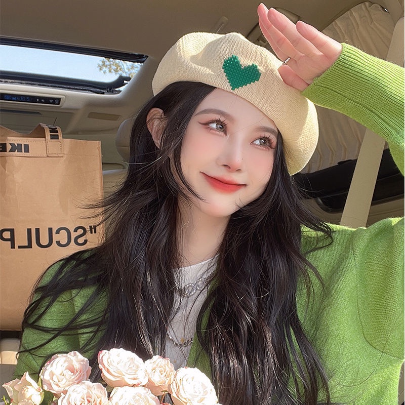 Mũ beret Thêu Hình Trái Tim Phong Cách Hàn Quốc Mới