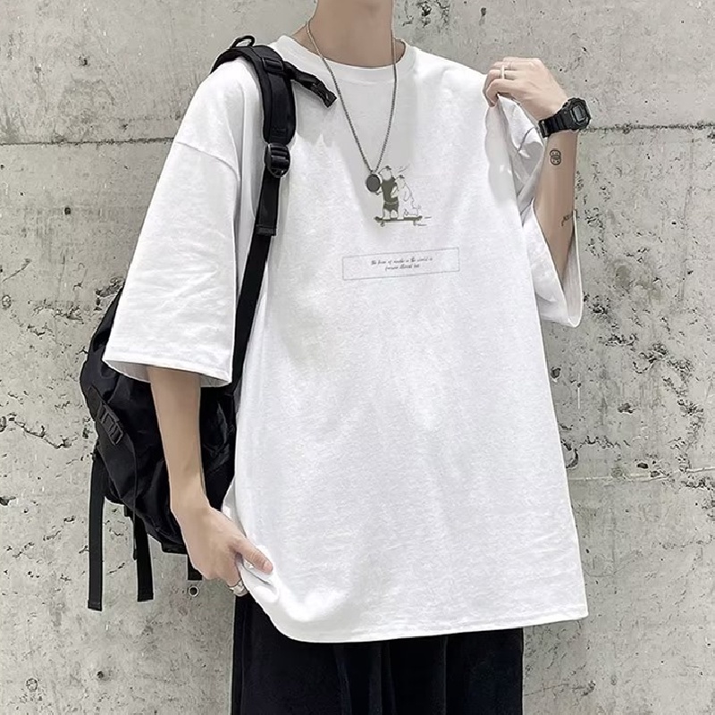 Áo Thun Dáng Rộng In Họa Tiết Hoạt Hình Phong Cách Hồng Kông Thời Trang Cho Nam Và Nữ [M-8XL]