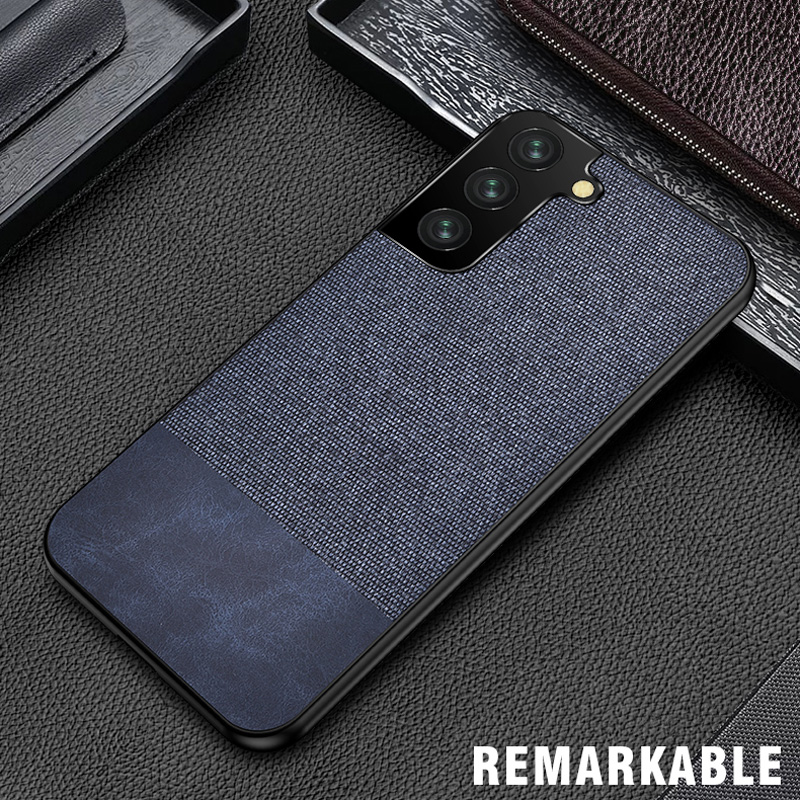 Samsung Galaxy S21 Ultra S21 Plus S20 FE Case Luxury Slim Hybrid Soft TPU Leather+Fabric Protective Cover