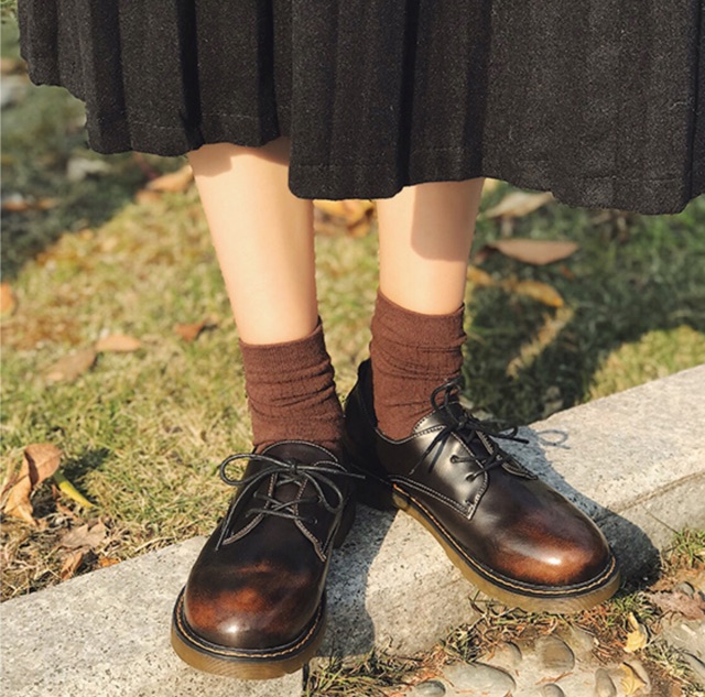 [CÓ SẴN] Giày Morigirl phong cách Vintage Nhật Bản nữ cô gái nhỏ da pu retro mũi tròn kiểu Harajuku sinh viên lenvintage