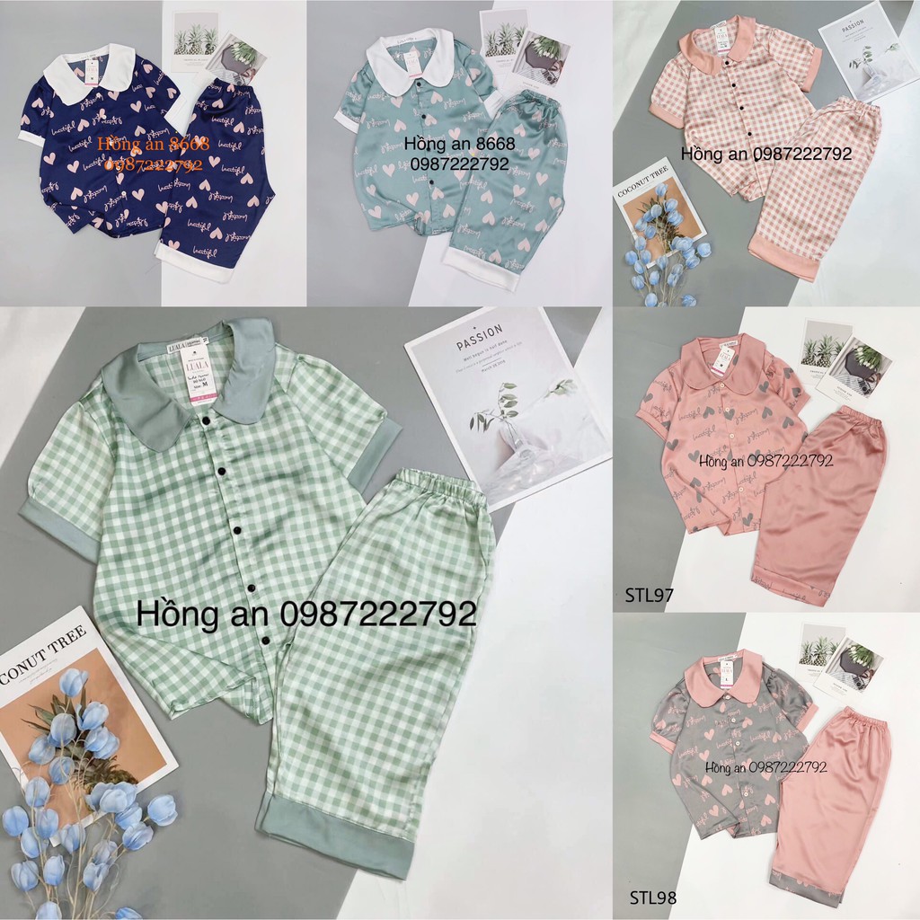 Bộ Lụa Lửng💛Bộ Pijama lụa quần ngố cao cấp đủ size cổ sen hoạ tiết kute (SIÊU MÁT MỊN)(ẢNH VIDEO THẬT)