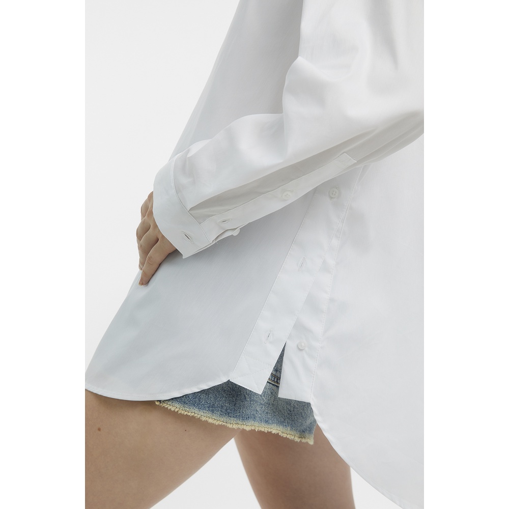 TheBlueTshirt - Áo Sơ Mi Phom Rộng Nữ Màu Trắng - White Oversized Pocket Shirt