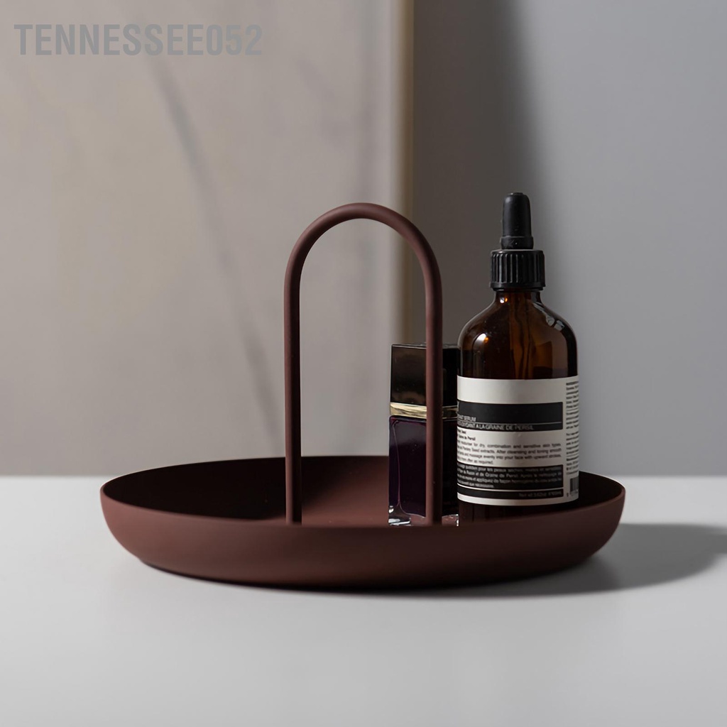 Khay Phục Vụ Hình Tròn Bằng Kim Loại Có Tay Cầm Tiện Dụng