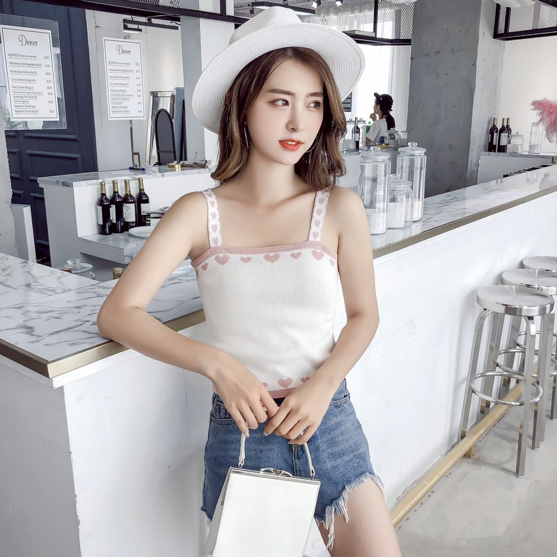 Women summer knitted tank top strap off shoulder sexy vest sleeveless shirt | BigBuy360 - bigbuy360.vn