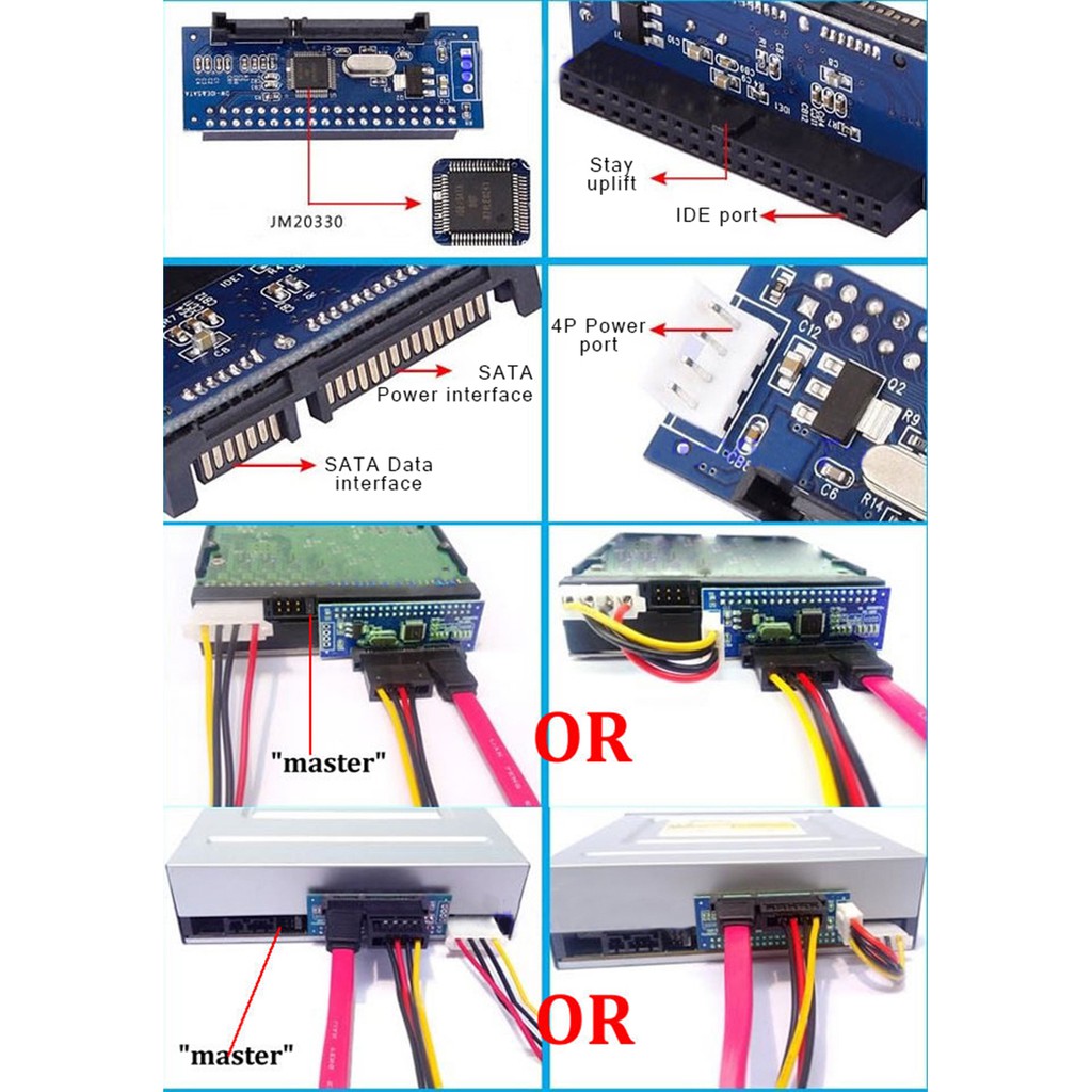 Card Chuyển Đổi 7+15pin Sata Male Sang Ide Pata 40pin Female Jm20330 Sata-Port | BigBuy360 - bigbuy360.vn