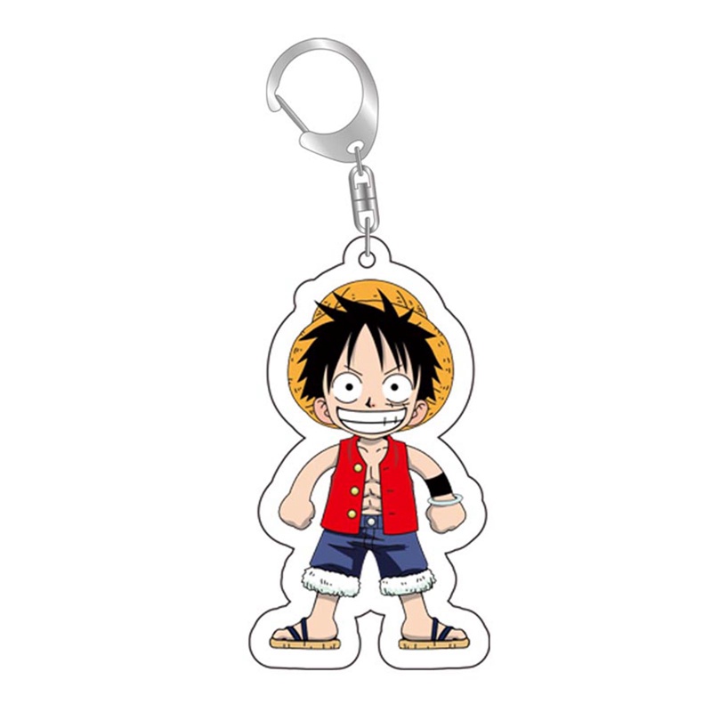 flowersqueen Móc Khóa Nhựa Acrylic Hai Mặt Họa Tiết Hoạt Hình One Piece