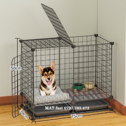 [ TẶNG KHAY VỆ SINH] Combo chuồng chó mèo lắp ghép lưới thép tĩnh điện