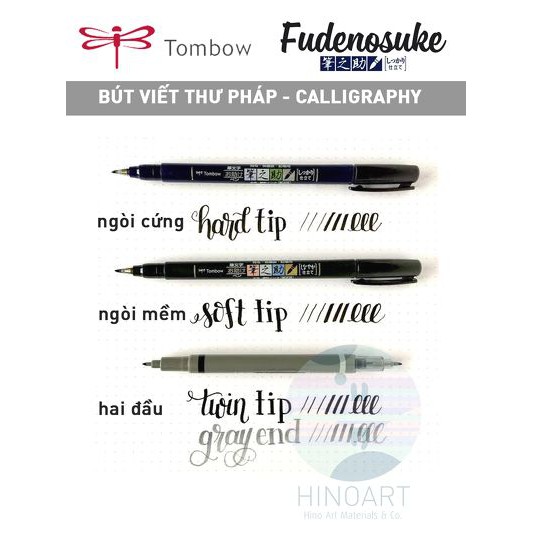 Bút brush dạ kim Tombow Fudenosuke (3 loại ngòi)