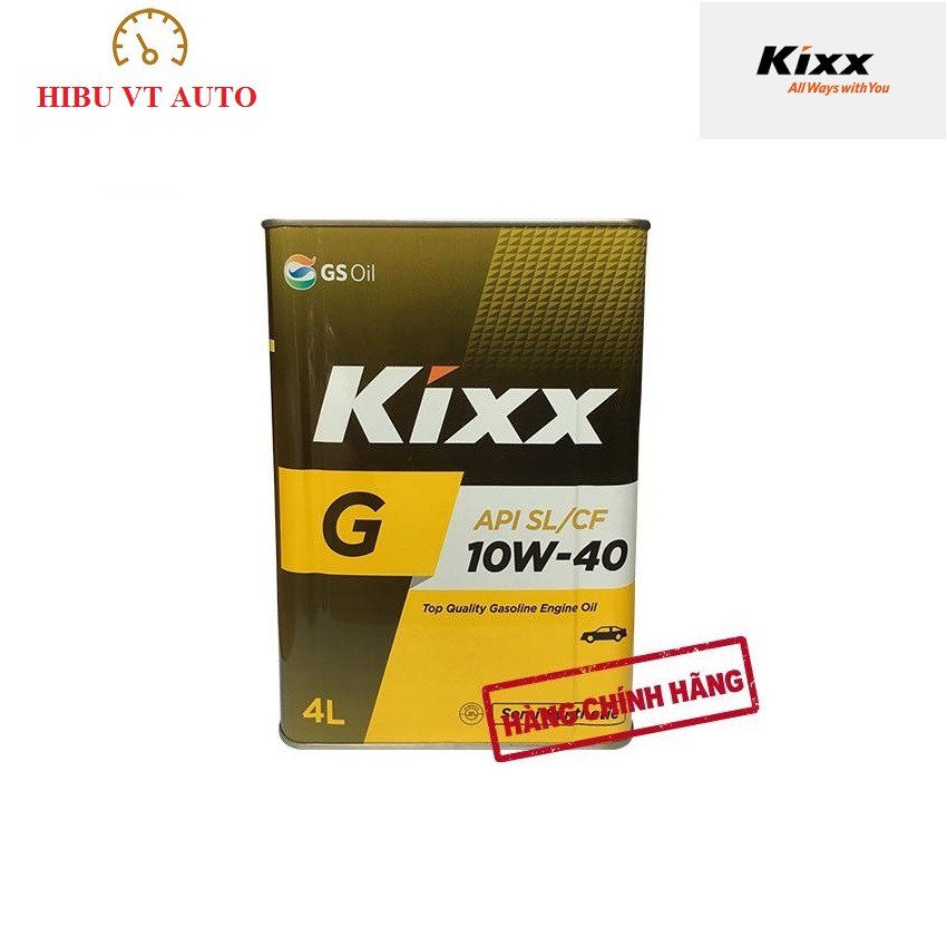 Dầu động cơ xăng Kixx G1 API SN 10W40 4Lít thùng thiếc công nghệ Triple Double dành cho các dòng xe ô tô chạy máy xăng