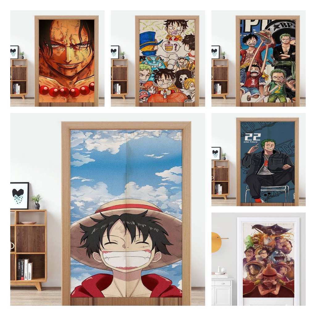 Japanese animation cartoon One Piece partition curtain bedroom curtain no punching block wardrobe 10 seconds quick installation free telescopic rod multi-size optional